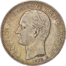 Grèce, George I, 5 Drachmai, 1876, Paris, TB, Argent, KM:46