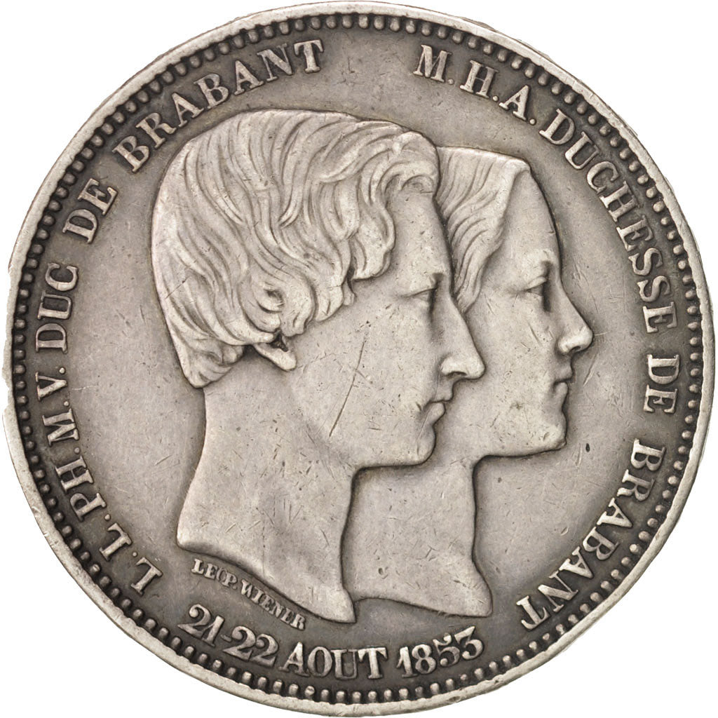 Coin, Belgium, Leopold I, 5 Francs, 1853, EF(40-45), Silver, KM:2.1