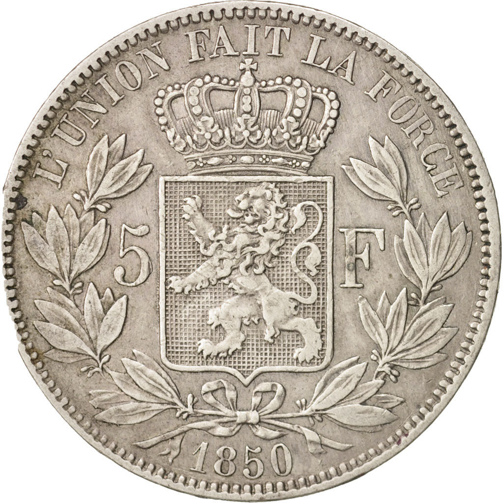 Belgium, Leopold I, 5 Francs, 5 Frank, 1850, VF(30-35), Silver, KM:17