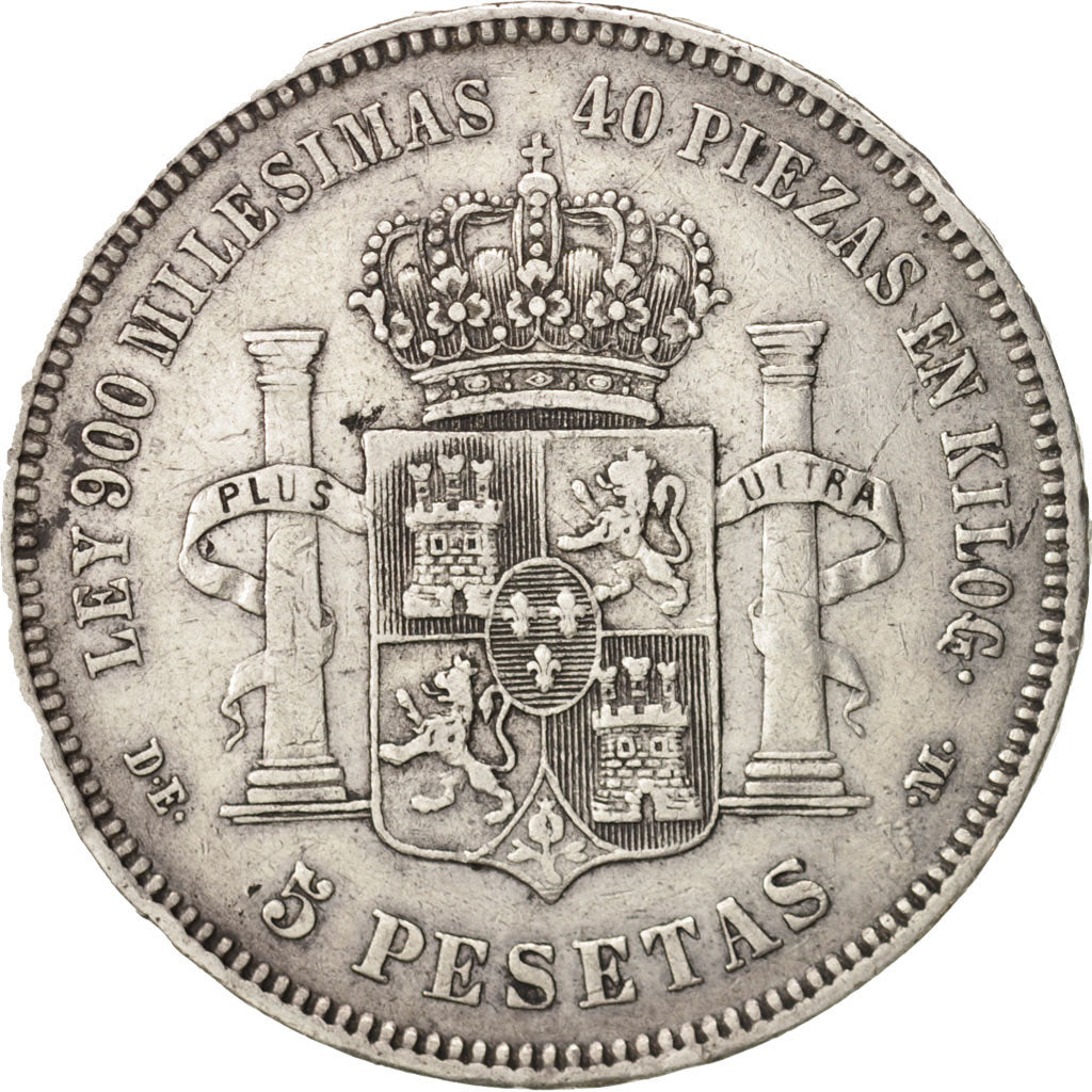 Spain, Alfonso XII, 5 Pesetas, 1876, Madrid, VF(30-35), Silver, KM:671