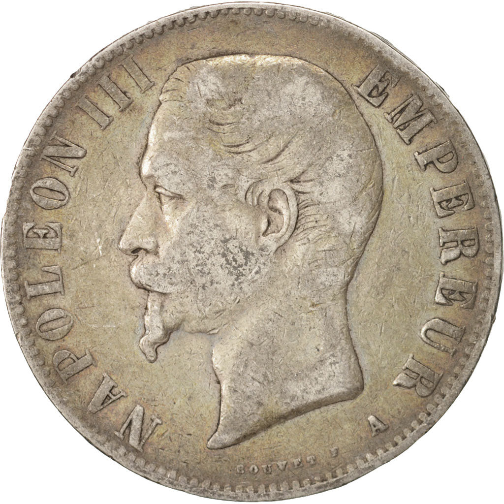 Francia, Napoleon III, 5 Francs, 1855, Paris, MB, Argento, KM:782.1