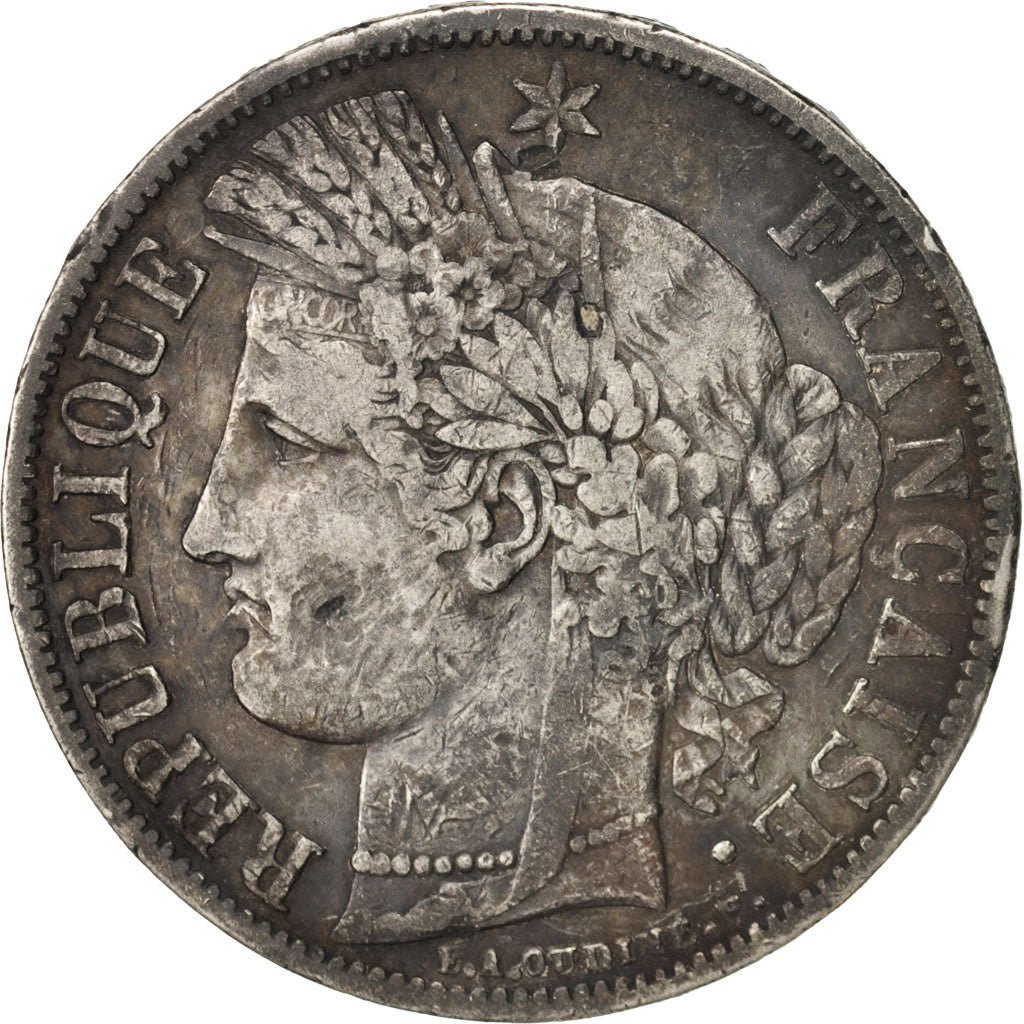 Francia, Cérès, 5 Francs, 1849, Strasbourg, MB, Argento, KM:761.2, Gadoury:719