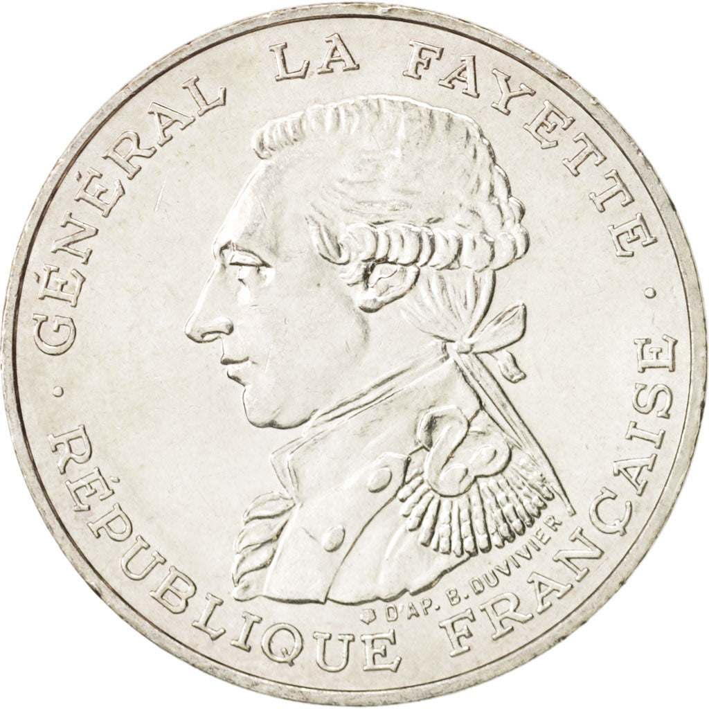 France, Lafayette, 100 Francs, 1987, MS(60-62), Silver, KM:962
