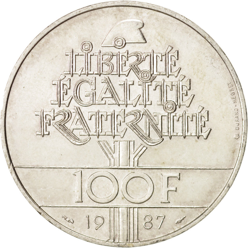 France, Lafayette, 100 Francs, 1987, MS(60-62), Silver, KM:962