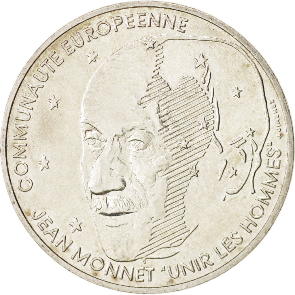 France, Jean Monnet, 100 Francs, 1992, MS(63), Silver, KM:1120