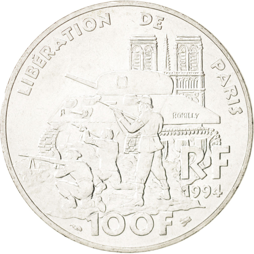 Coin, France, Libération de Paris, 100 Francs, 1994, Paris, MS(63), Silver