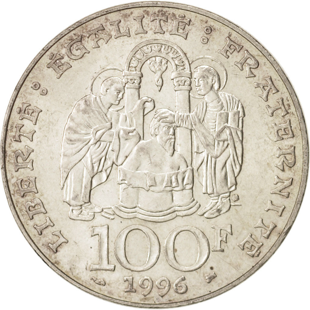 Coin, France, Clovis, 100 Francs, 1996, Paris, AU(50-53), Silver, KM:1180