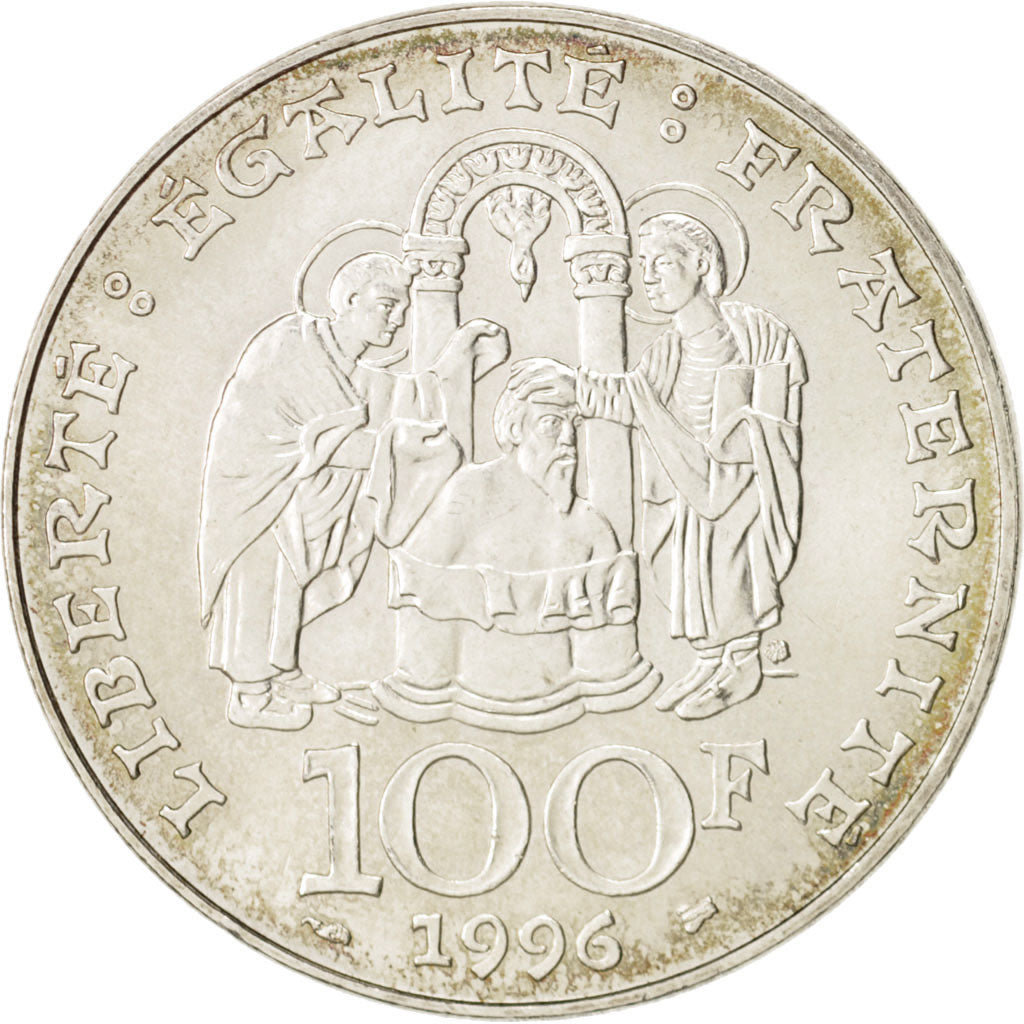 Coin, France, Clovis, 100 Francs, 1996, Paris, MS(63), Silver, KM:1180