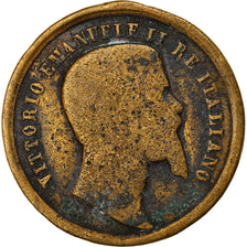 Italia, medalla, Vittorio Emanuele Re Italiano, 1859, BC, Cobre