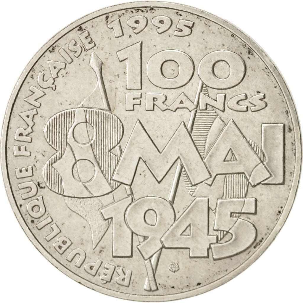 France, 8 mai 1945, 100 Francs, 1995, Paris, AU(50-53), Silver, KM:1116.1