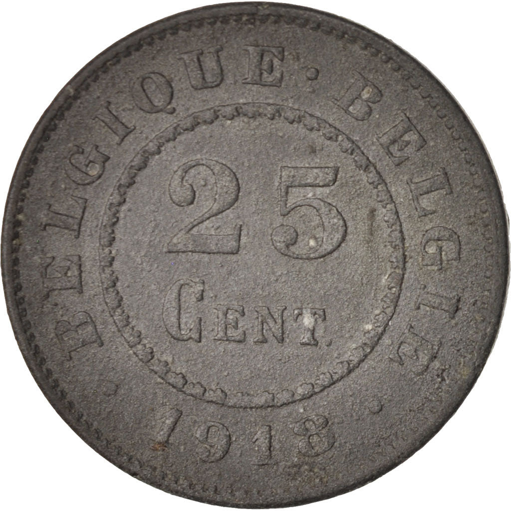 Coin, Belgium, 25 Centimes, 1918, EF(40-45), Zinc, KM:82
