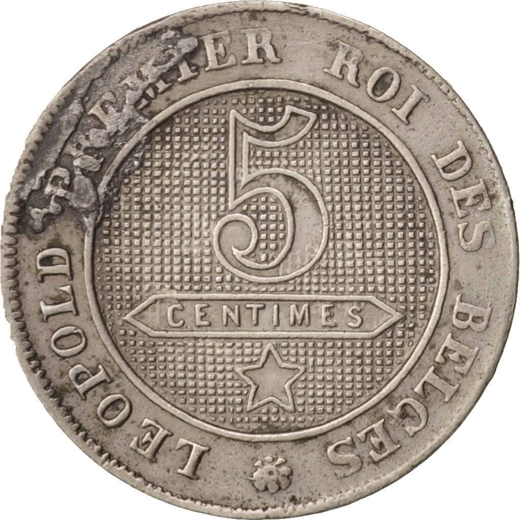 Belgium, Leopold I, 5 Centimes, 1861, VF(20-25), Copper-nickel, KM:21