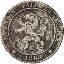Belgium, Leopold I, 5 Centimes, 1864, VG(8-10), Copper-nickel, KM:21