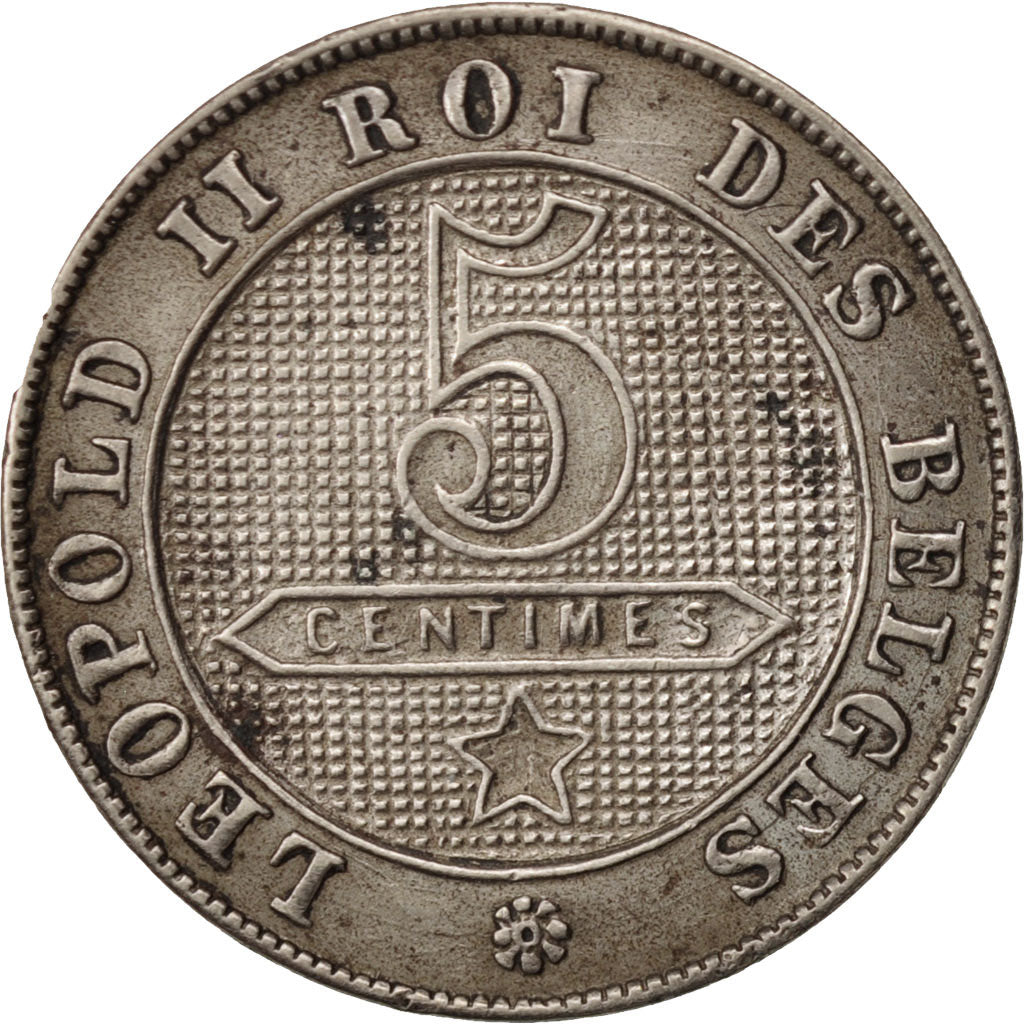 Belgium, Leopold II, 5 Centimes, 1900, EF(40-45), Copper-nickel, KM:40