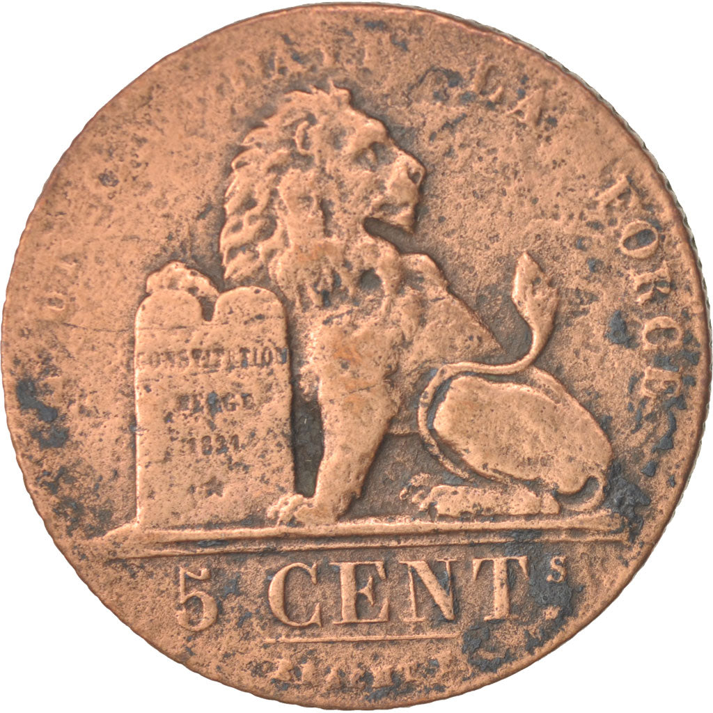 Belgium, Leopold I, 5 Centimes, 1833, VG(8-10), Copper, KM:5.1