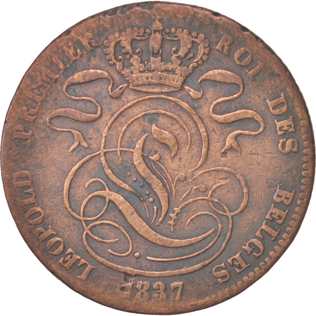 Belgium, Leopold I, 5 Centimes, 1837, F(12-15), Copper, KM:5.1