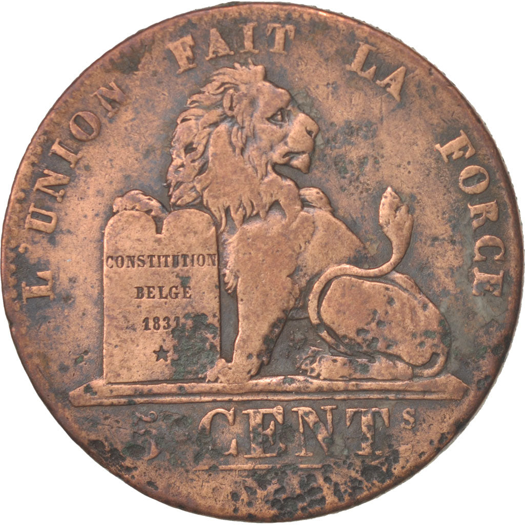 Belgium, Leopold I, 5 Centimes, 1837, F(12-15), Copper, KM:5.1