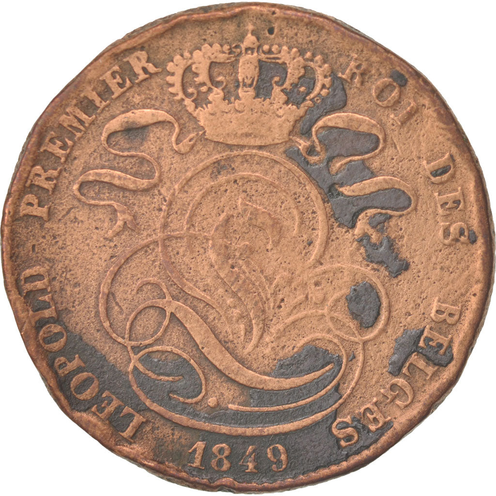 Belgium, Leopold I, 5 Centimes, 1849, F(12-15), Copper, KM:5.1