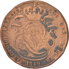 Bélgica, Leopold I, 5 Centimes, 1849, BC, Cobre, KM:5.1