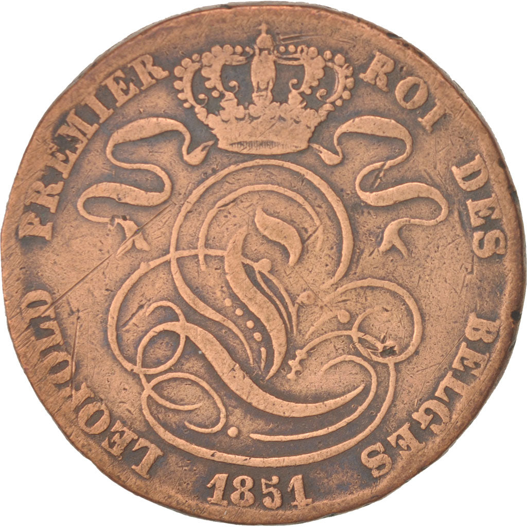 Belgium, Leopold I, 5 Centimes, 1851, VF(20-25), Copper, KM:5.1