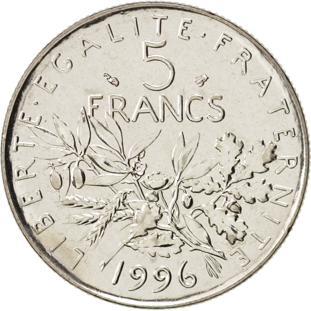 France, Semeuse, 5 Francs, 1996, Paris, MS(64), Nickel, KM:926a.1