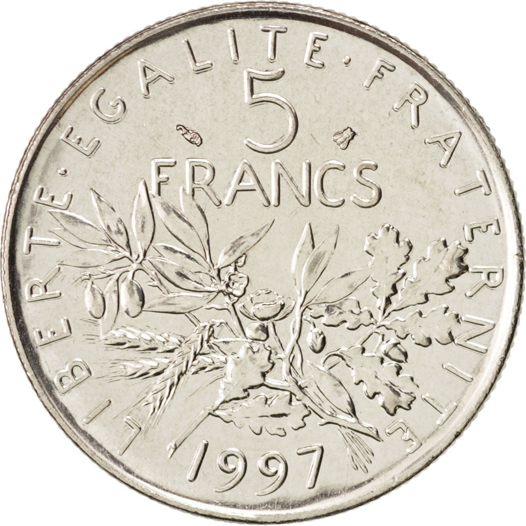 France, Semeuse, 5 Francs, 1997, Paris, MS(64), Nickel, KM:926a.1