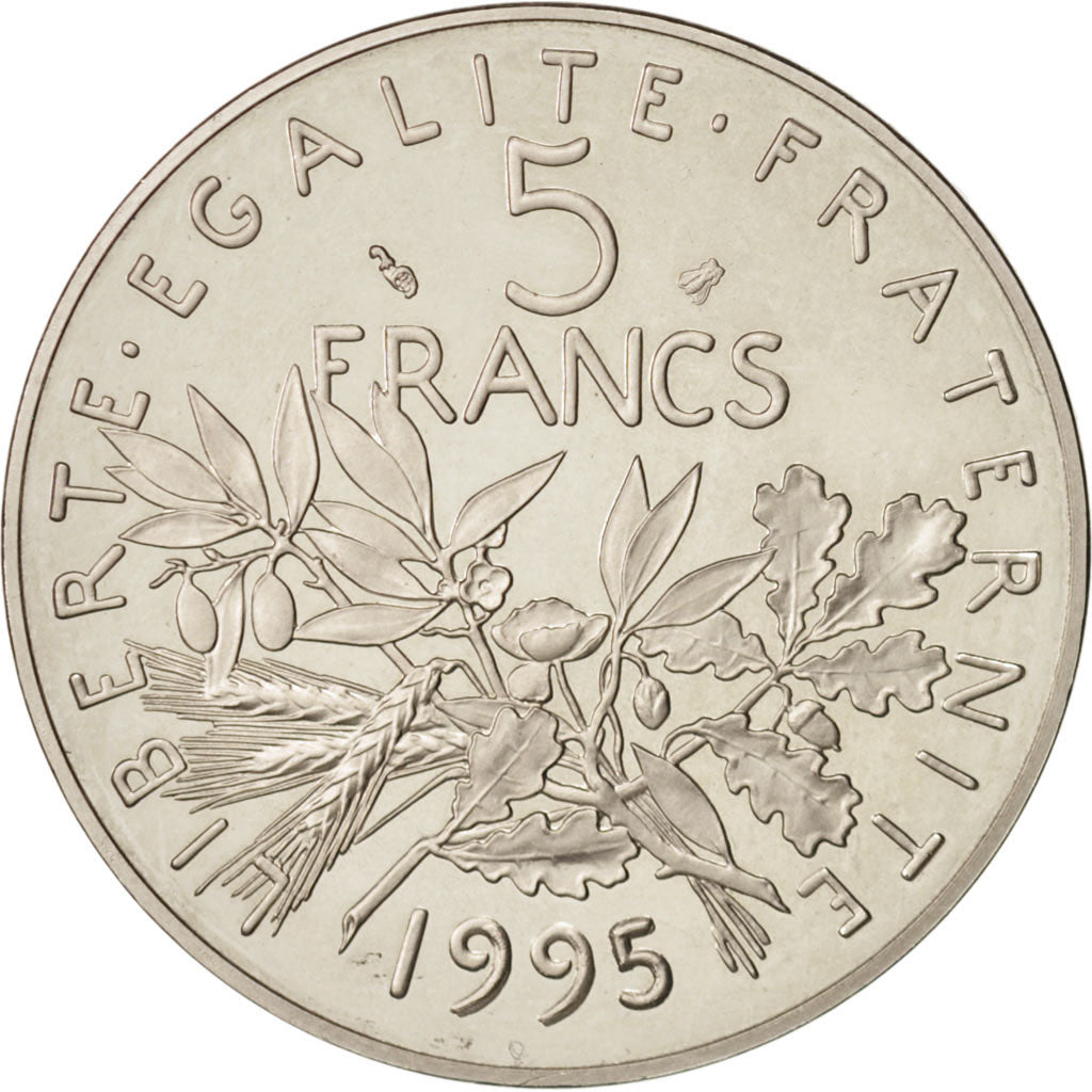 France, Semeuse, 5 Francs, 1995, Paris, AU(55-58), Nickel, Proof, KM:926a.2