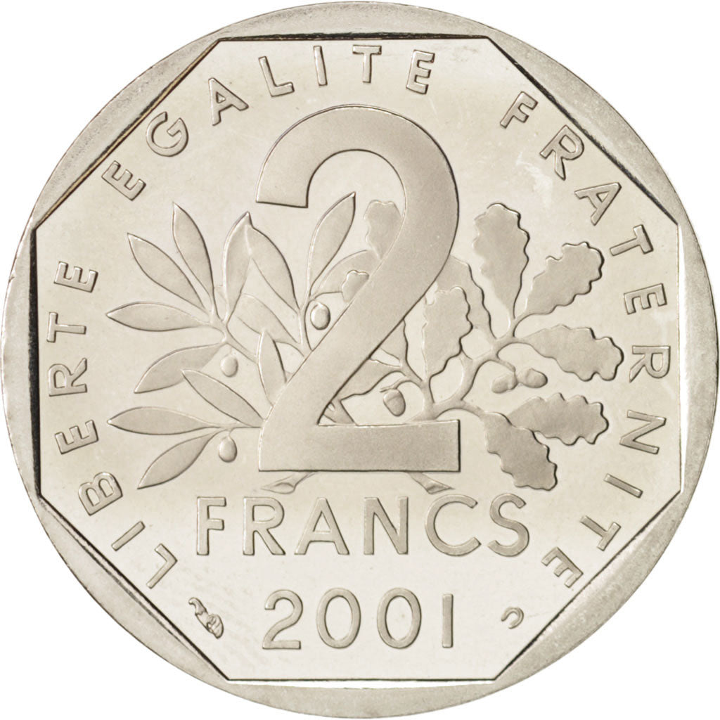 France, Semeuse, 2 Francs, 2001, MS(60-62), Nickel, KM:942.2, Gadoury:547b