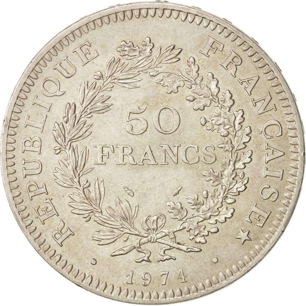France, Hercule, 50 Francs, 1974, AU(55-58), Silver, KM:941.2, Gadoury:882a