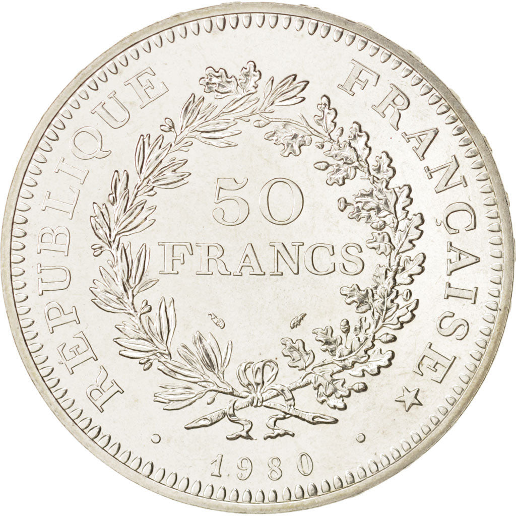 France, Hercule, 50 Francs, 1980, Paris, MS(63), Silver, KM:941.1, Gadoury:882
