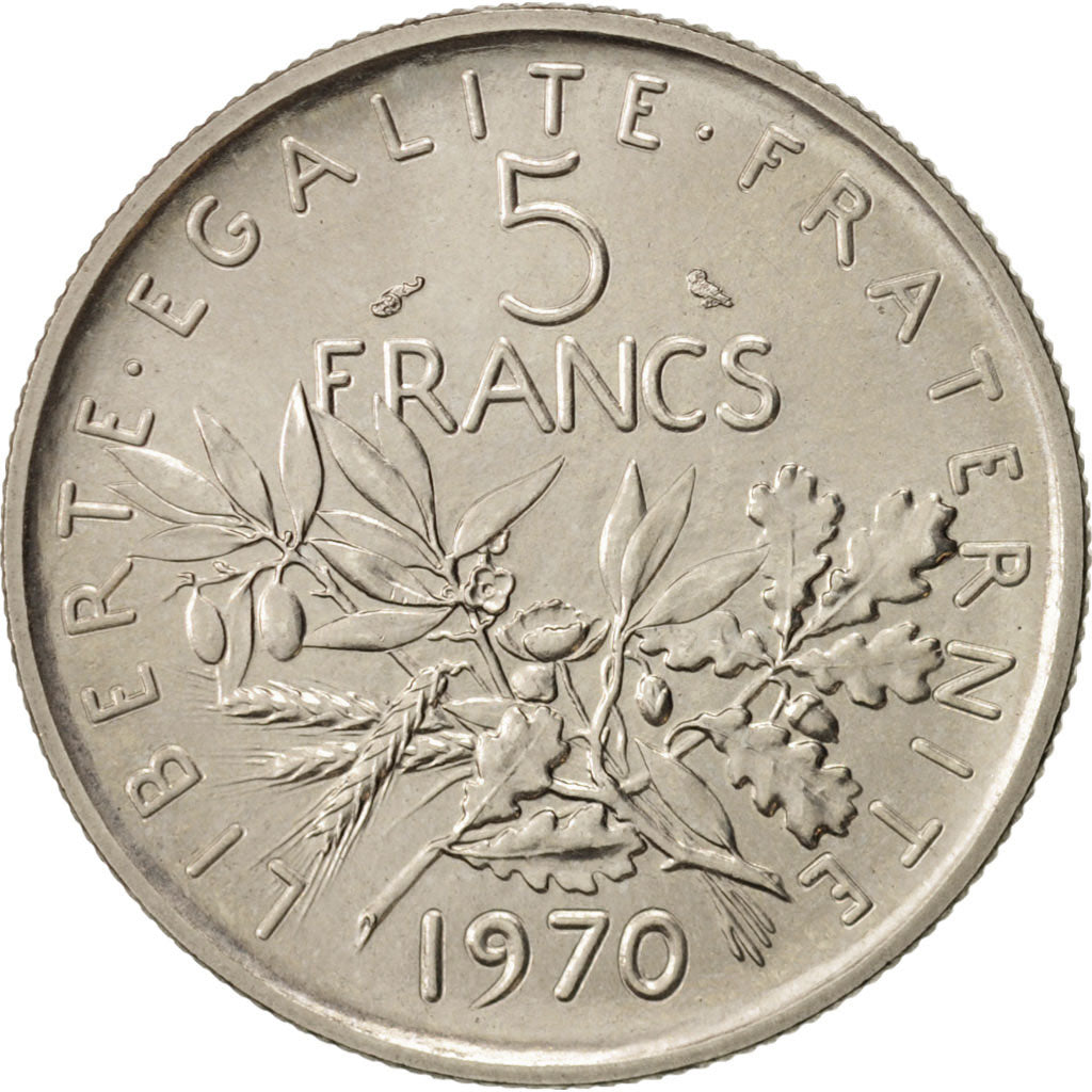 France, Semeuse, 5 Francs, 1970, Paris, Nickel Clad Copper-Nickel, KM:926a.1