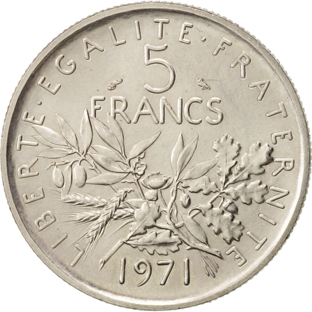 Munten, Frankrijk, Semeuse, 5 Francs, 1971, Paris, UNC, Nickel Clad