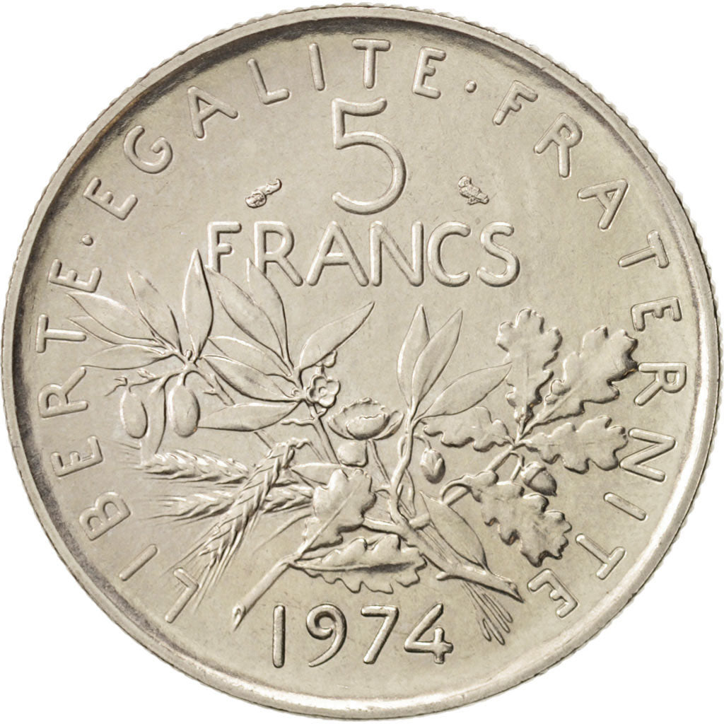 France, Semeuse, 5 Francs, 1974, Paris, MS(64), Nickel, KM:926a.1
