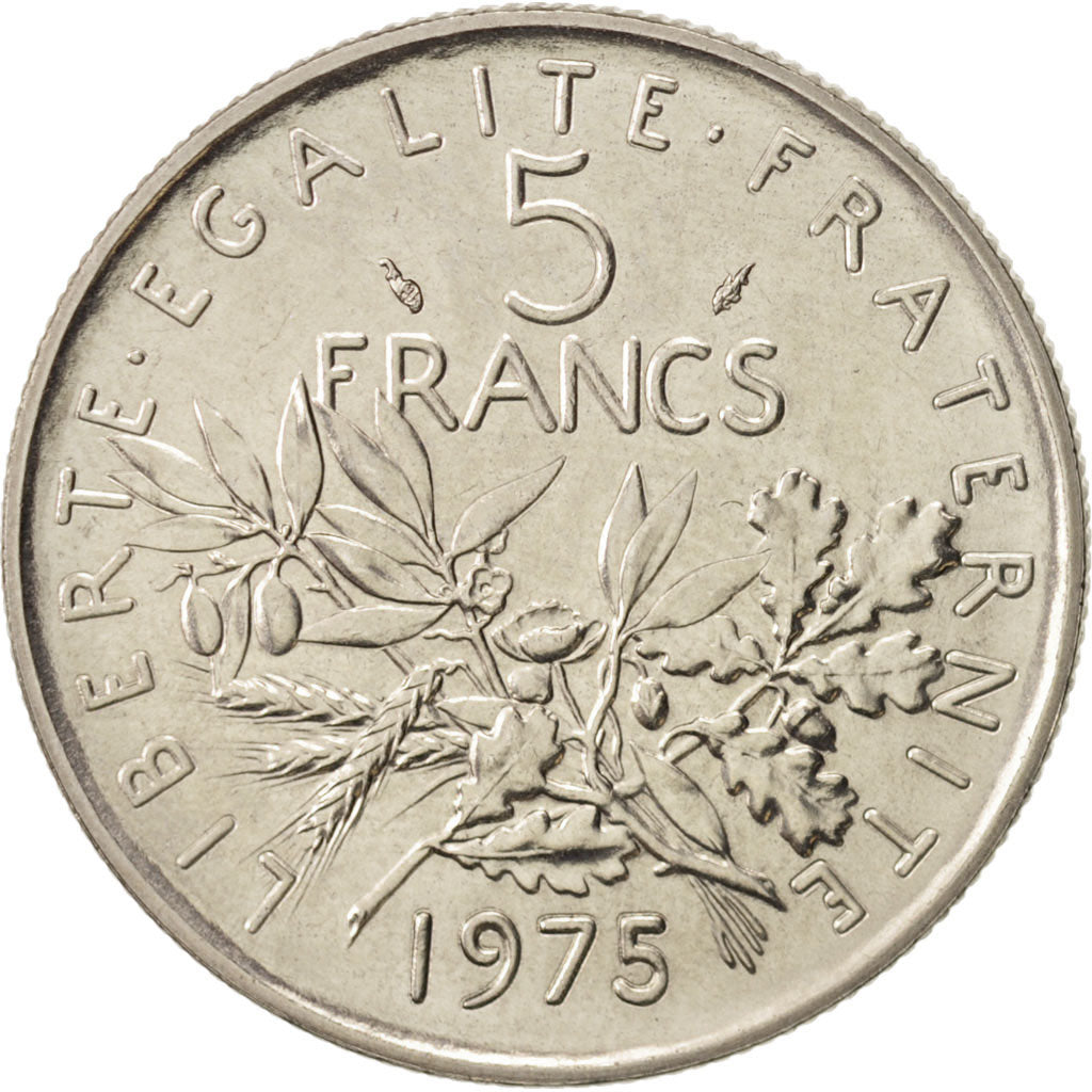 Coin, France, Semeuse, 5 Francs, 1975, Paris, MS(64), Nickel Clad Copper-Nickel
