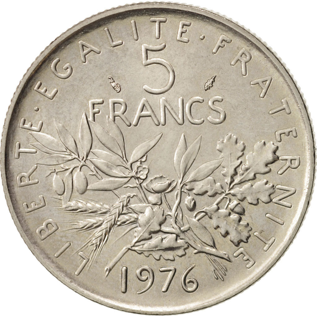 Moneta, Francia, Semeuse, 5 Francs, 1976, Paris, SPL+, Nichel placcato