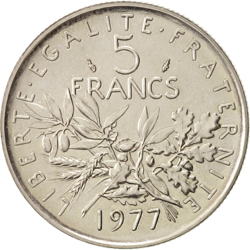 France, Semeuse, 5 Francs, 1977, Paris, MS(64), Nickel, KM:926a.1