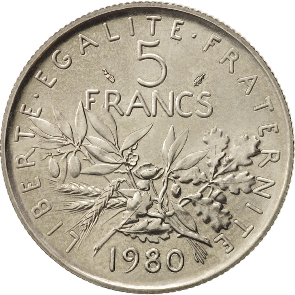 France, Semeuse, 5 Francs, 1980, Paris, MS(64), Nickel, KM:926a.1