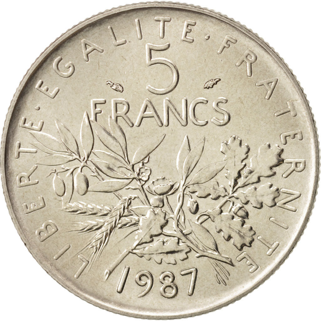 France, Semeuse, 5 Francs, 1987, Paris, MS(64), Nickel, KM:926a.1
