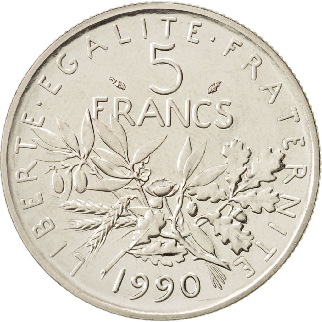 France, Semeuse, 5 Francs, 1990, Paris, MS(64), Nickel, KM:926a.1