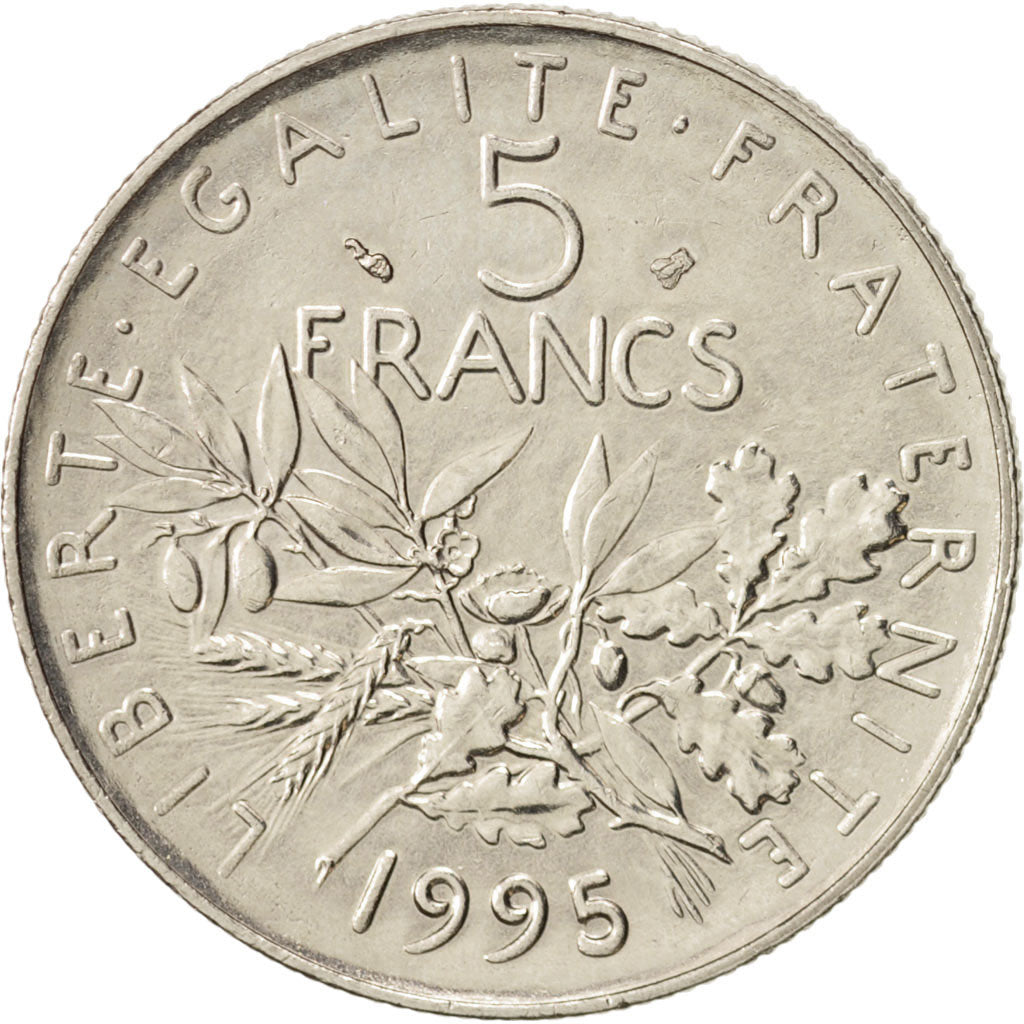 France, Semeuse, 5 Francs, 1995, Paris, AU(55-58), Nickel, KM:926a.1