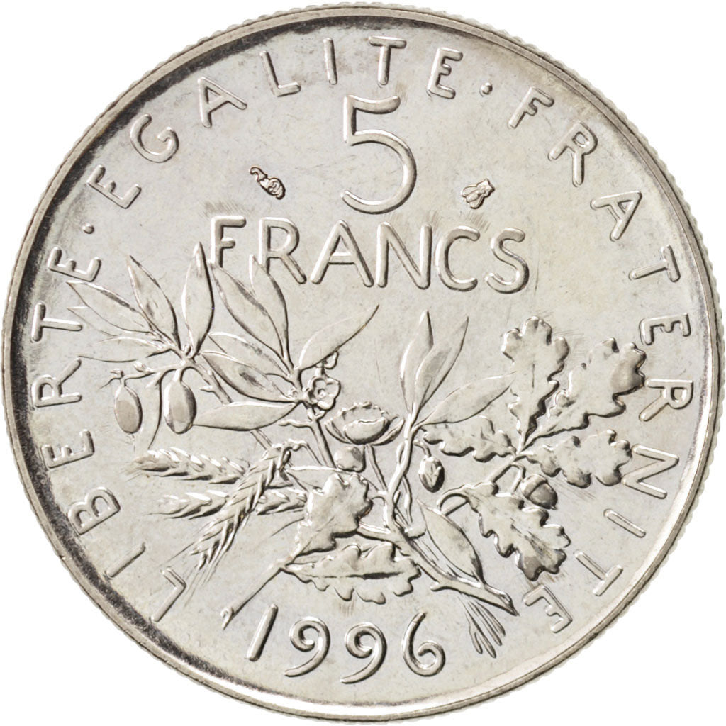Francia, Semeuse, 5 Francs, 1996, Paris, SPL, Nichel, KM:926a.1