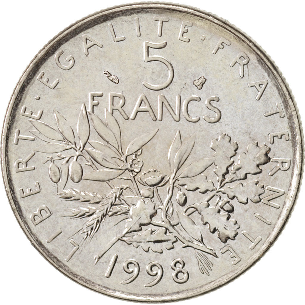 Francia, Semeuse, 5 Francs, 1998, Paris, SPL, Nichel, KM:926a.1