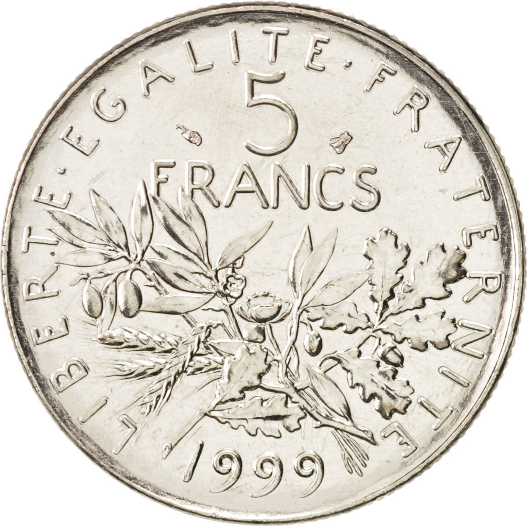 France, Semeuse, 5 Francs, 1999, Paris, MS(64), Nickel, KM:926a.1