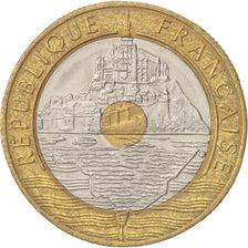 Francia, Mont Saint Michel, 20 Francs, 1993, Paris, MBC+, KM:1008.2