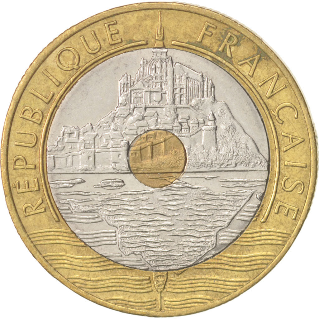 France, Mont Saint Michel, 20 Francs, 1995, Paris, AU(50-53), KM:1008.2