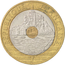 France, Mont Saint Michel, 20 Francs, 1995, Paris, AU(50-53), KM:1008.2