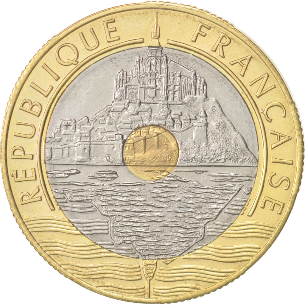 France, Mont Saint Michel, 20 Francs, 1998, Paris, AU(55-58), KM:1008.2