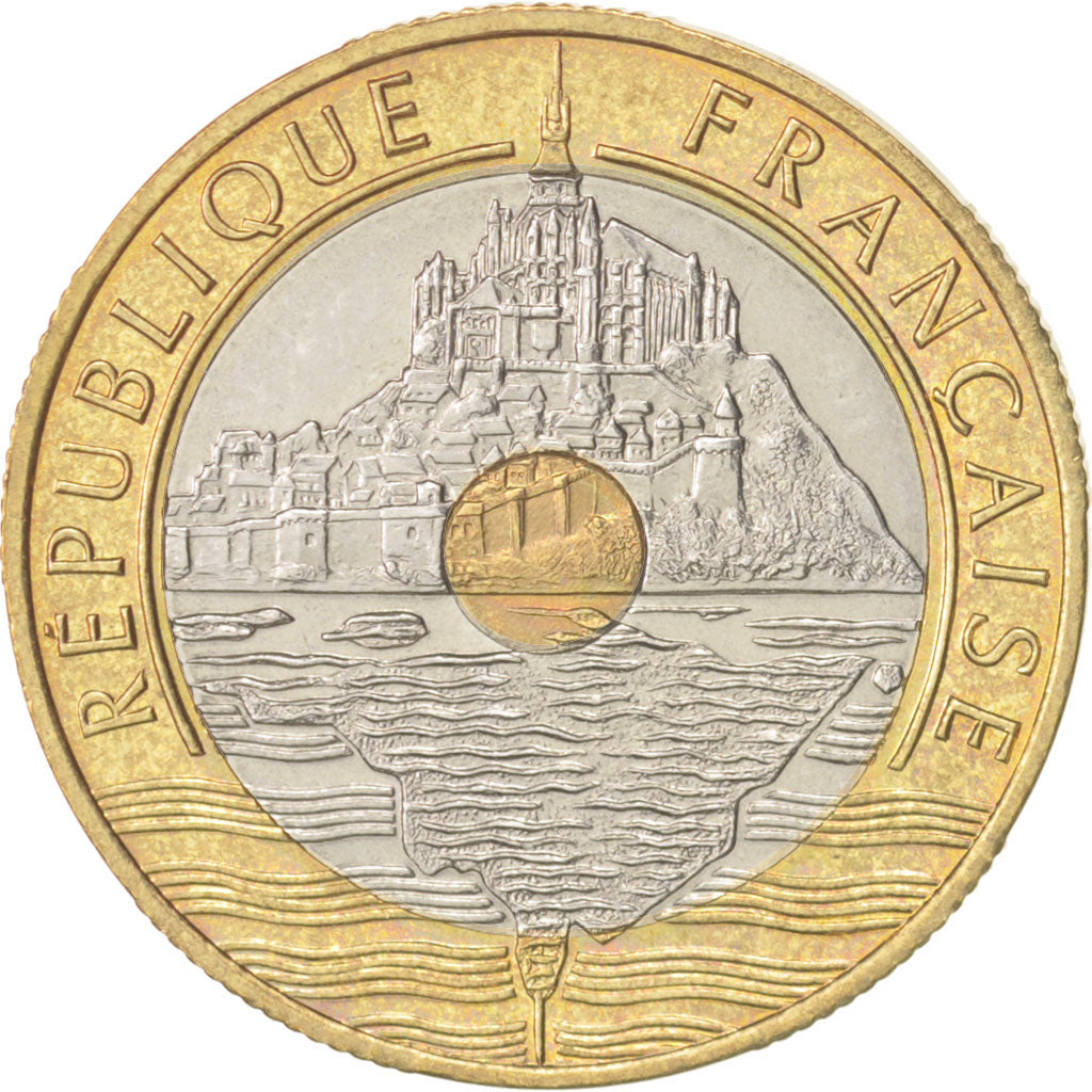 France, Mont Saint Michel, 20 Francs, 1999, Paris, AU(55-58), KM:1008.2