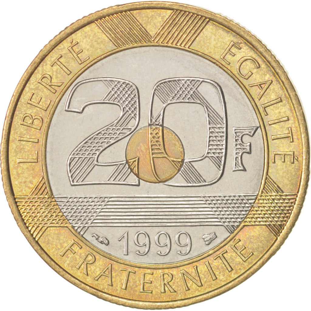 France, Mont Saint Michel, 20 Francs, 1999, Paris, AU(55-58), KM:1008.2