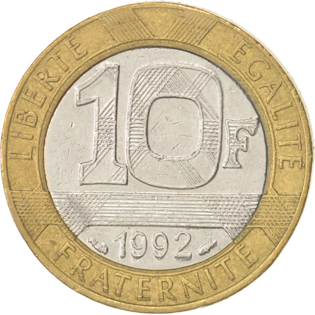 Moneta, Francia, Génie, 10 Francs, 1992, Paris, MB+, Bi-metallico, KM:964.1